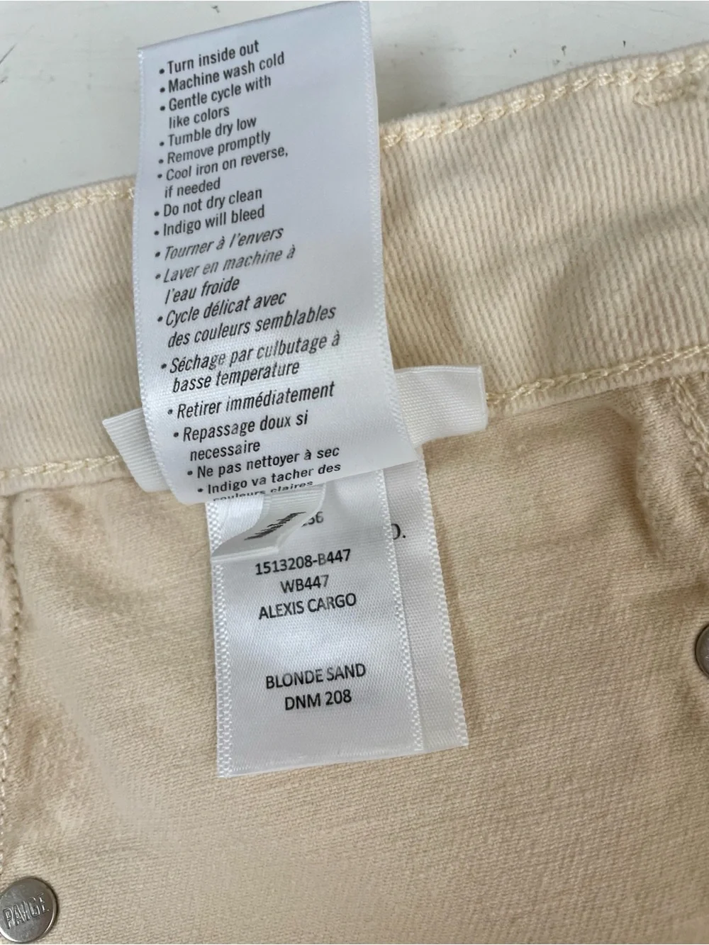 Paige ALEXIS High Waist Ankle Barrel Cargo Jeans Blonde Sand Sz 28